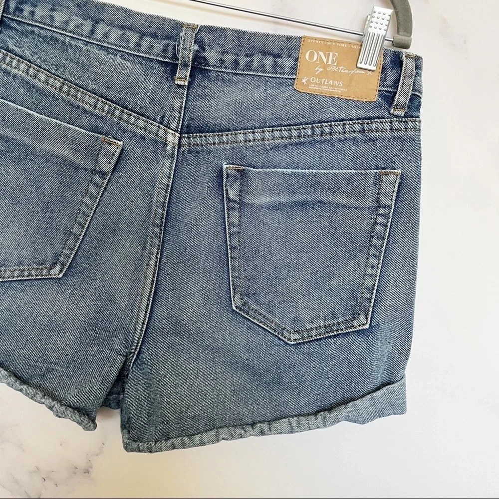 One Teaspoon x Free People Outlaws Distressed Denim Shorts